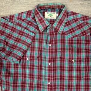VTG Mesquite Pearl Snap Short Sleeve Men’s Western Shirt Sz 15 Made In USA Texas